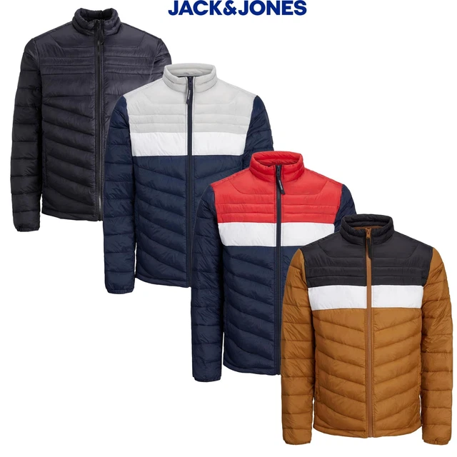 Jack & Jones Mens Lightweight Puffer Jacket High Neck Zip Up Quilted Warm Casual