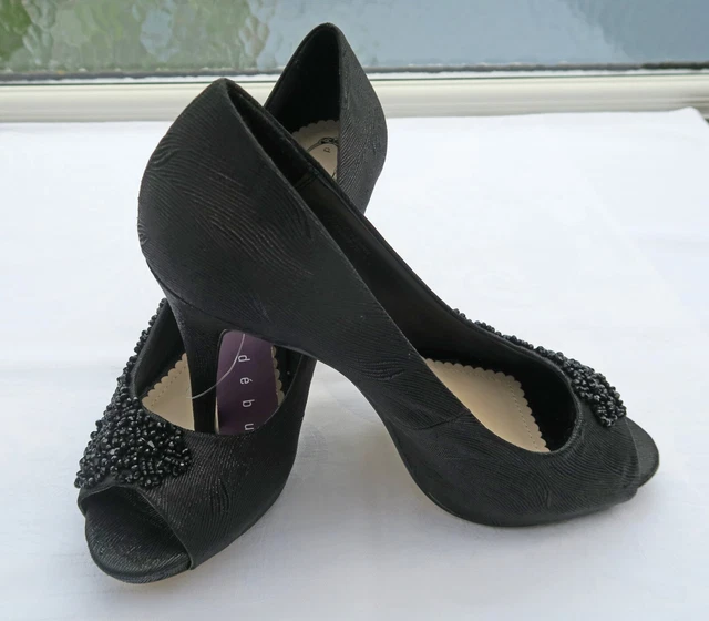 DEBUT DEBENHAMS BLACK Peep Toe Beaded Court Shoes Size UK5 38 20.95 PicClick UK
