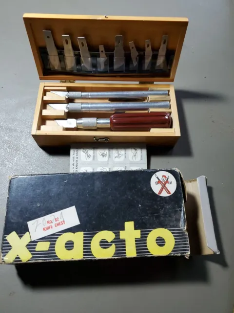 Vintage X-Acto Craft Carving Tool Set in Original Wood Box - Not Complete