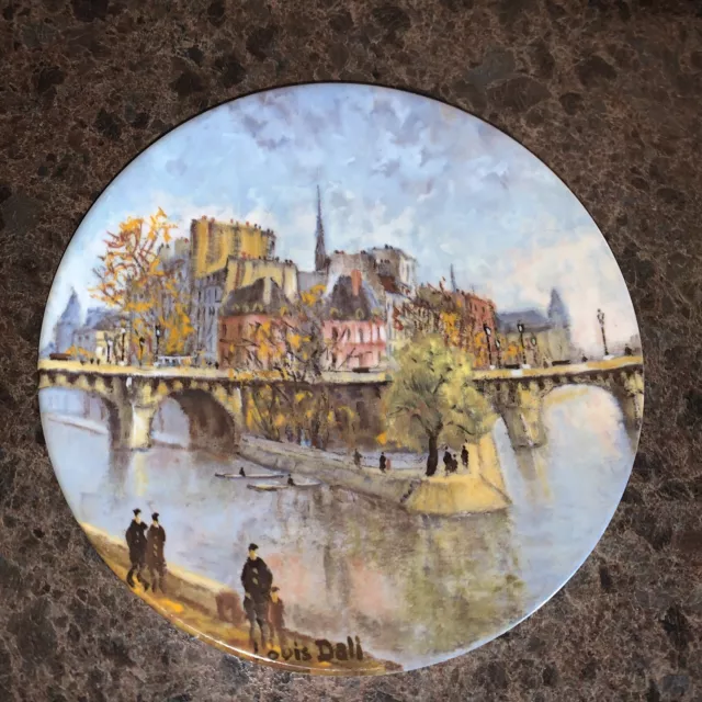 'LA POINTE DU VERT GALANT ET LE PONT NEUF' Paris, France Limoges (8.5") Plate