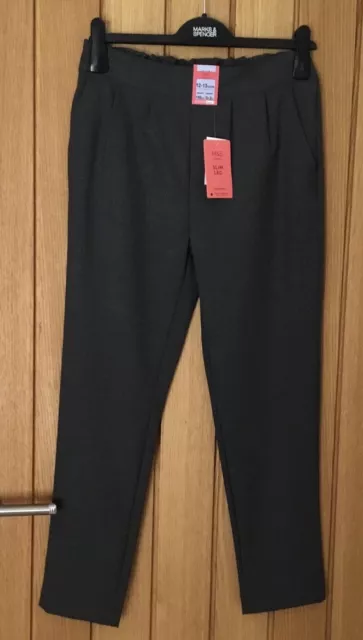 MARKS & SPENCER GIRLS GREY SCHOOL TROUSERS  AGE 12 - 13 years  NEW WITH TAGS