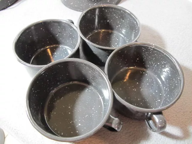 6pc Black & White Speckled Enamelware Cooking Set Hunting Camping Skoolie RV's 2