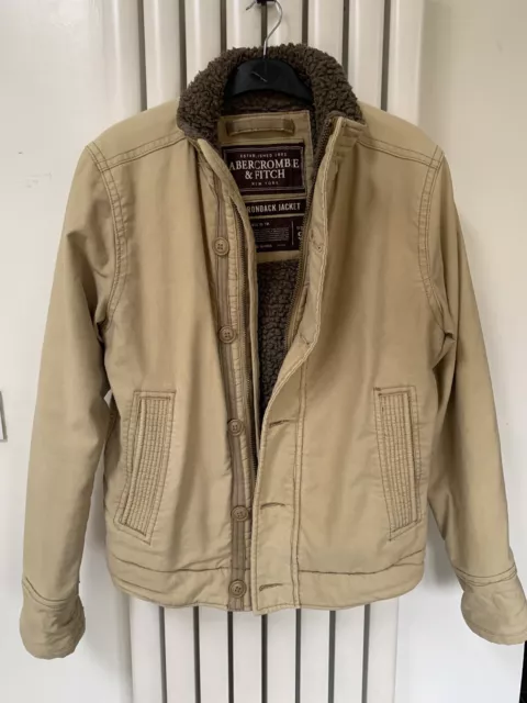 Abercrombie and Fitch Men’s Adirondack Jacket, Fur Lined Size S  Bommer Jacket.