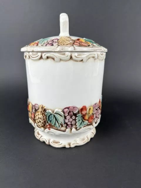 Lefton Della Robbia Fruit Covered #3487 Ceramic Canister Set of 3 Vintage 3