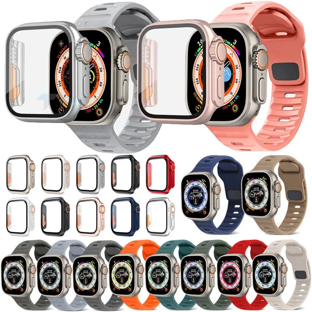 Für Apple Watch Series 8-1 SE 38-45mm iWatch Ultra 49mm Silikon Armband mit Case