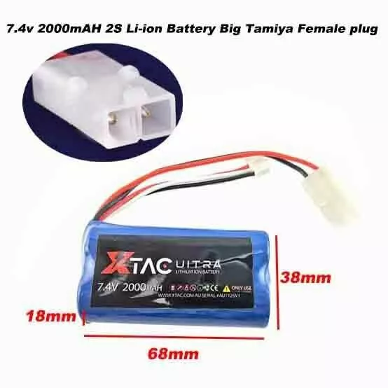 7.4v 2000mAH 2S Li-ion Battery RC CAR Deans JST Tamiya SM Plug Charger TRUCK TOY 2