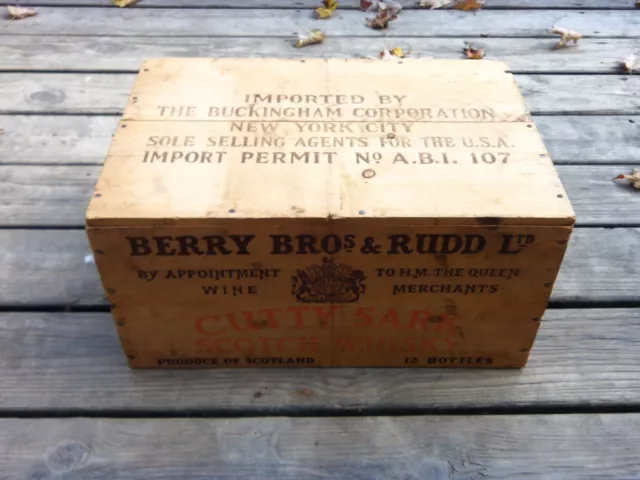 Vintage Berry's Cutty Sark Scotch Whisky Wood Box - Crate