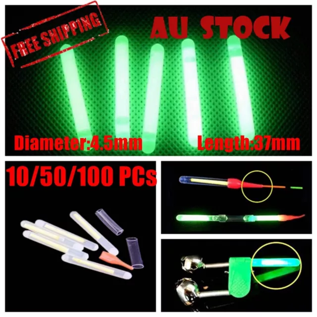 100x Fishing Glow Light Sticks Luminous Clip on Bend Fluorescent Rod Tip Tackle