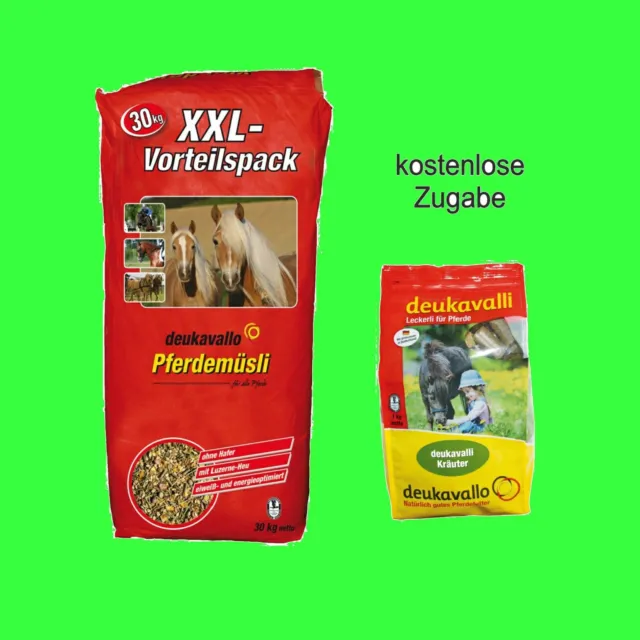 Deukavallo Pferde Müsli XXL 30kg Pferdefutter ohne Hafervollkorn +Zugabe Kräuter