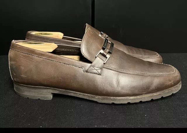 ERMENEGILDO ZEGNA BROWN Leather Mens Loafer Dress Shoes Slip On Size US ...