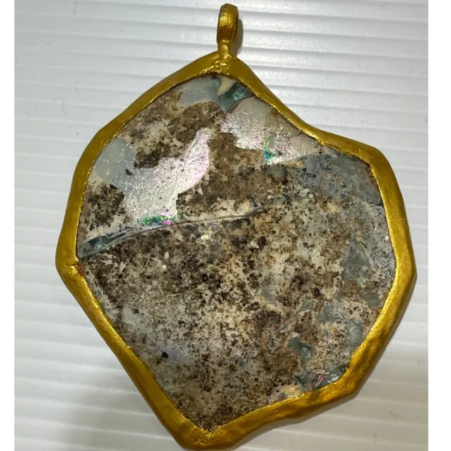Wonderful unique Ancient Roman Glass Gold Plated lovely Pendant