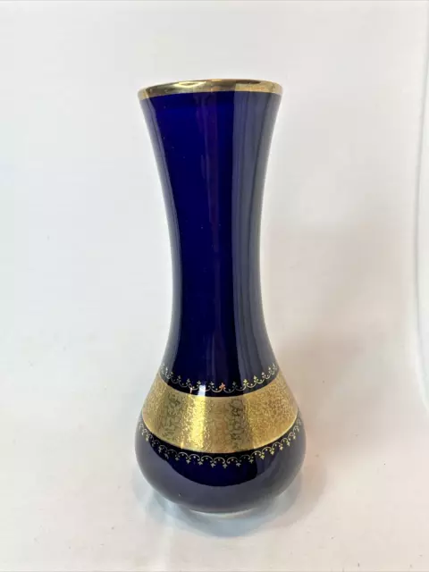 Royal Porzellan Bavaria KPM Germany Vase Gold  Paint Handerbiet Echt Cobalt