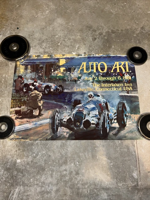 Auto Art July 2 Through 6,1981 The Interlaken Inn Lakeville, Ct. Poster Signed