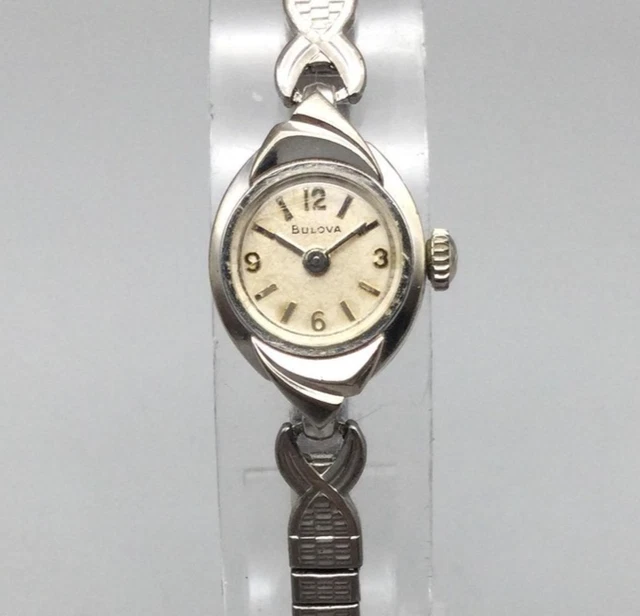 Vintage Bulova Womens Watch 13mm Cream Dial Stainless Manual Wind Stretch Band Vintage Bulova Womens Watch 13mm Cream Dial Stainless Manual  main image 4