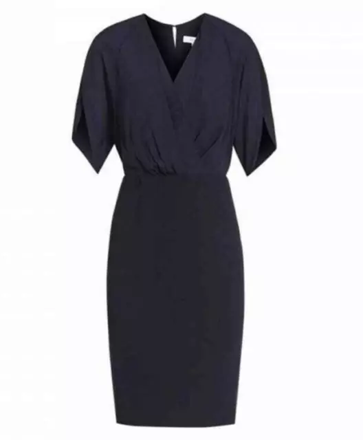 Reiss Women's Lyon Size UK 8 US 4  Faux Wrap Navy Dark Blue Dress Work Office