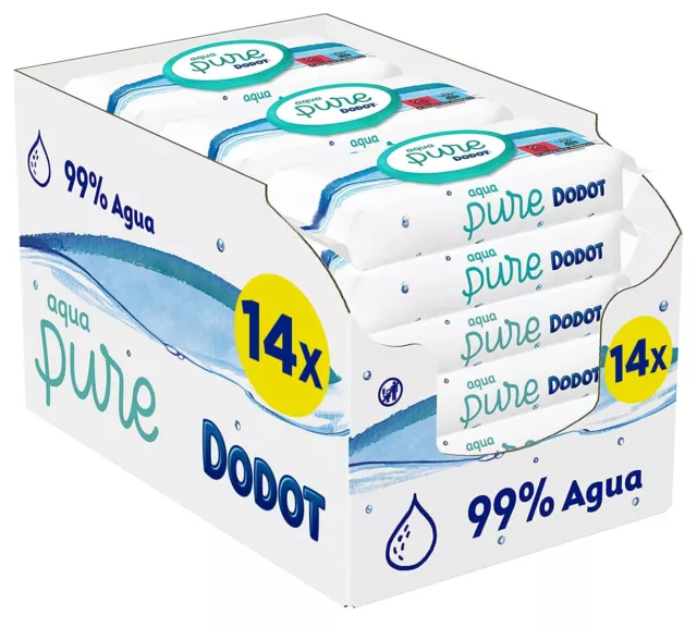 Dodot Toallitas Aqua Pure para Bebé, 99% Agua, 672 Toallitas, 14 Paquetes (14 x