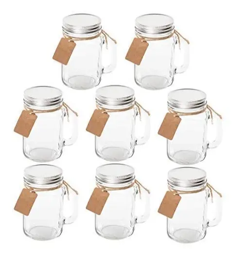 Jar Mugs Mason Fashion Jars Drinking Glass Set Handles Lids Cocktails Bar 8 Pack