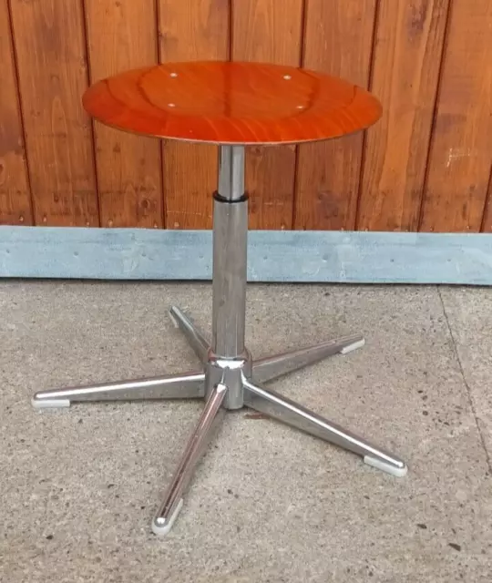 70s Vintage Sgabello Cromo Casala Sgabello da Lavoro Sgabello 70er