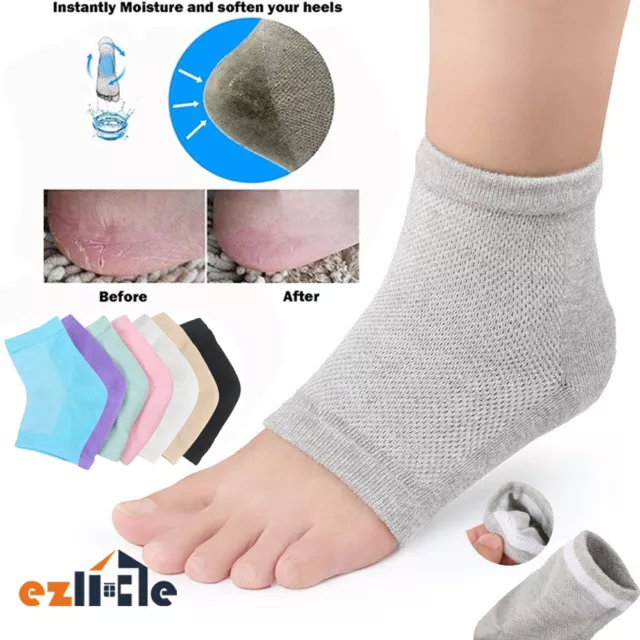 2x Silicone Cracked Sleeve Gel Heel Socks Foot Protector Skin Care Pain Relief