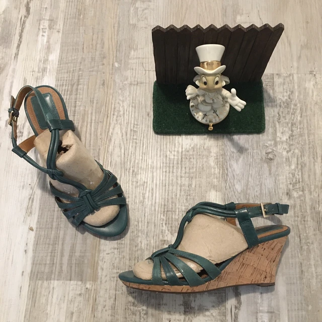 CLARKS BENDABLES BRONZE leather beaded open toe strap wedge
