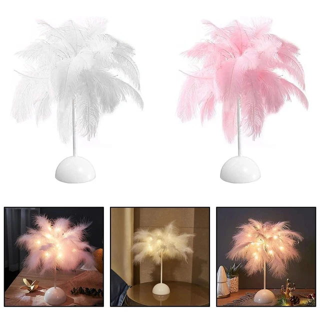 Lampe De Table En Plumes Blanches Lampe De Chevet Lampe De Table En Plumes Romantique Et Chaleureuse Abat-jour De Bureau Pour Lampe De Chambre à Coucher, Lampe Décorative, Salon
