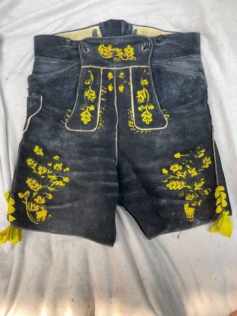 Pantaloni in pelle pantaloni folcloristici in pelle ricamati a mano caccia Baviera Austria