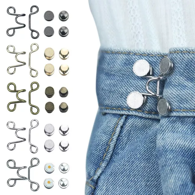 2PCS ADJUSTABLE JEAN Button Pin Loose Jeans Waist Tightener