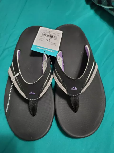 Reef Women's Slap 3 Cushion Comfort Flip Flops Black Purple Sz 10 Beach Sandal