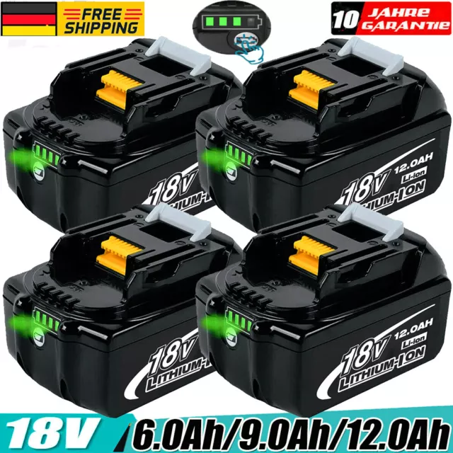 4X Für Makita Akku 18V 6Ah 8Ah 9Ah 12Ah BL1860B BL1850B BL1840B BL1830B Original