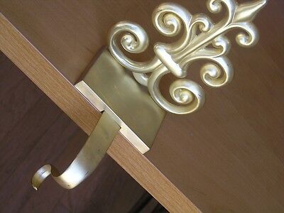 Ornate Weighted / Gilt Brass Bronze Christmas Stocking Ornament Hook / Hanger