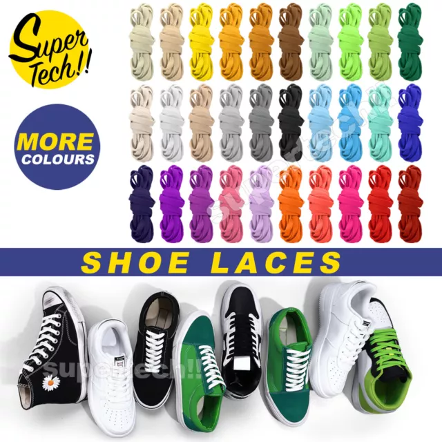 Colorful Shoe Laces Bootlace Shoelaces Sneakers Runners Coloured Flat Syd Stock