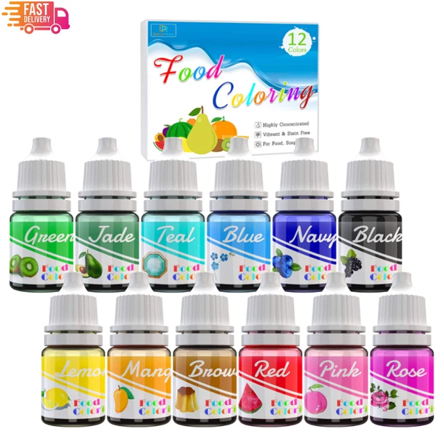 FOOD COLOURING 12 Colour Liquid Concentrated Icing Food Colouring Set