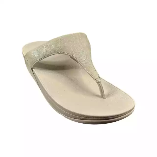 Fitflop Womens Size 10M EU 42 Pale Gold Shimmy Suede Toe Post Sandals NEW