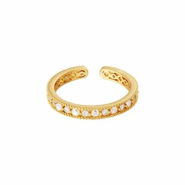 Mit Zirkonsteinen verzierter Damen Ring aus mit Gelbgold beschichtetem Kupfer
