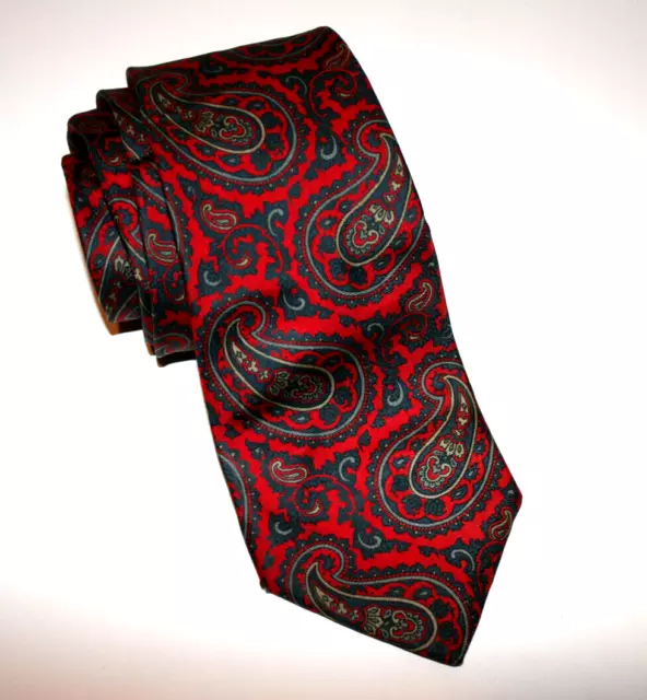 MENS BAY AREA Traders Necktie Tie Red Paisley Print 56