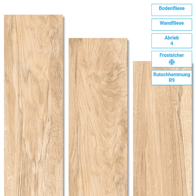 Fliese Wand Boden Beige Matt Frostsicher Fußbodenheizung 1,2QM 20x120 9mm R9/A