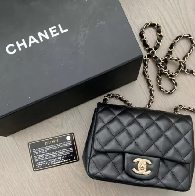 Chanel Black Lambskin Mini Square Flap Bag 17 1002178 Auction