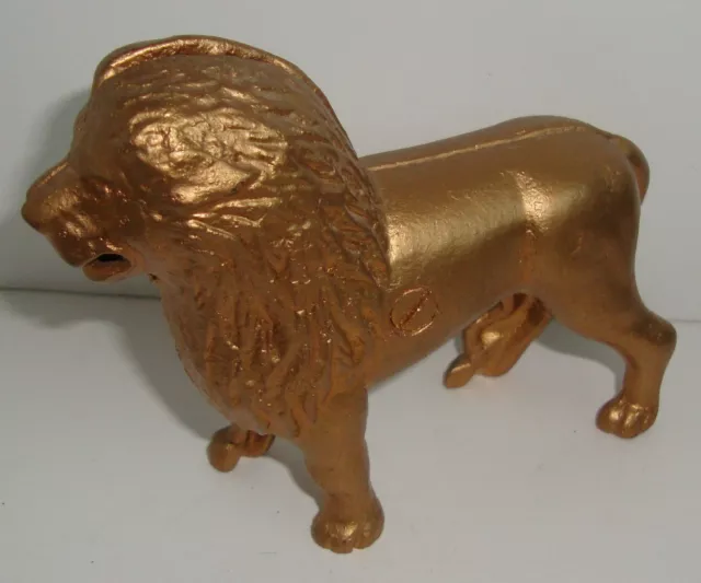 Antique Cast Iron Coin Lion Vintage Piggy Bank
