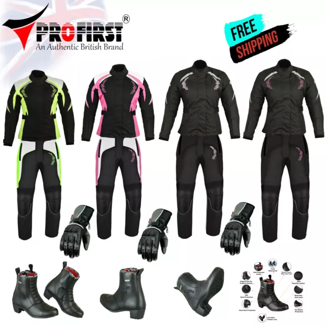 Ladies Women Motorcycle Set Motorbike Racing Suit Waterproof Suits Leather Boots