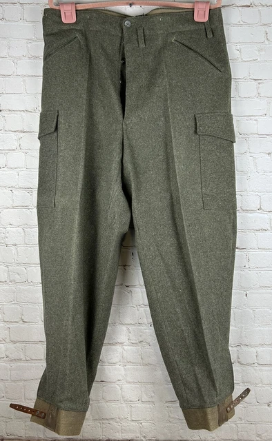 Vintage 1941 WW2 Swedish 104U Wool Army Military Cargo Field Pants 36x30 RARE