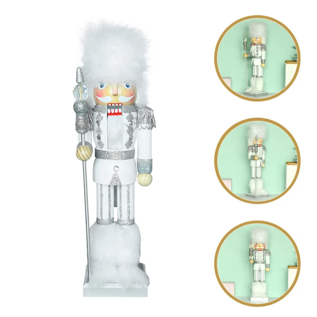 Schiaccianoci re legno figure soldati patriottici statua soldato ornamento bianco