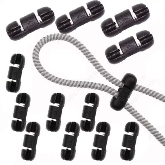 10pcs Mini Plastic Stopper Black Toggle Clip Cord Lock Bean  Outdoor Tool