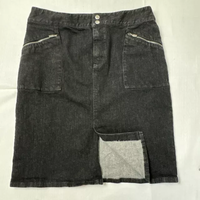 LRL Ralph Lauren Denim Skirt Womens 10 Black Stretch Knee Length Pencil Jeans