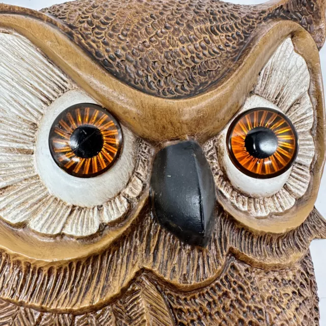 Vintage MCM Burwood Big Eyed Owl Wall Decor Set of 2 2