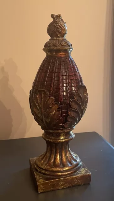 Egg Shaped Bronze and Red Decorative Statue