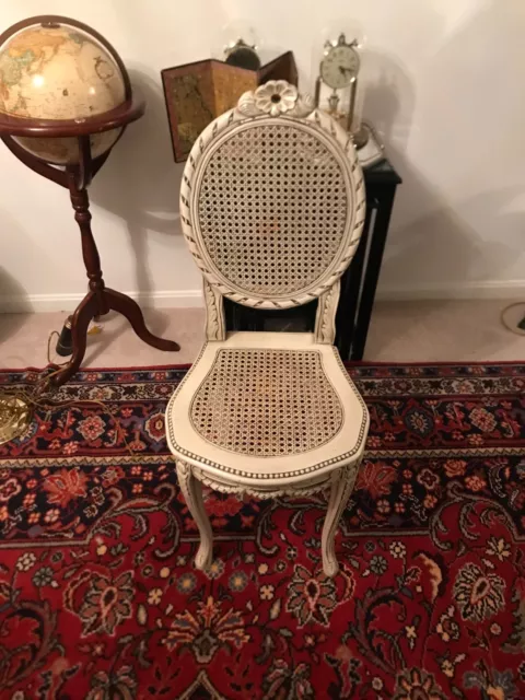 Chair Vanity Accent Antique French Provincial Louis XV Caned