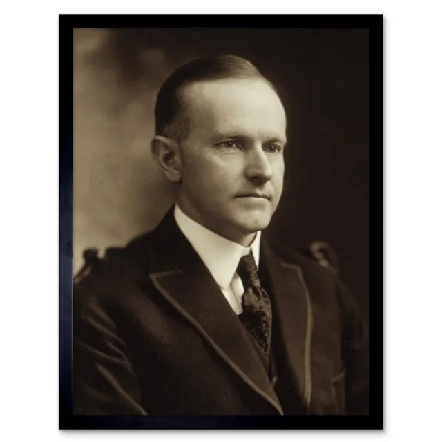 US President Calvin Coolidge Portrait Photo Framed Wall Art Picture Print 9X7 In