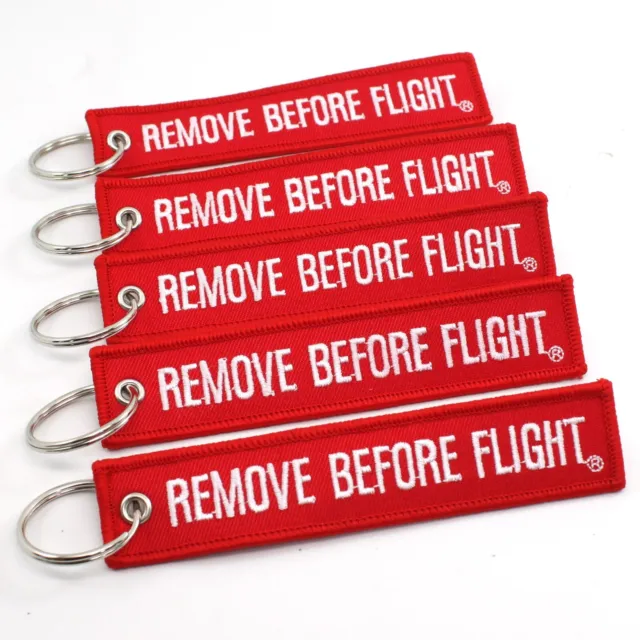 Remove Before Flight Key Chain - 5 Pack Red with White Letters