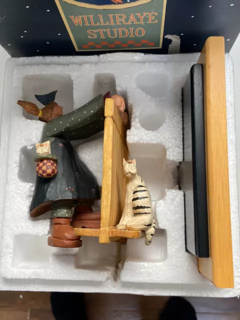 Williraye Studio GIRL & CAT ON SWINGING FENCE GATE 7" Figurine 1997 Dog WW1108