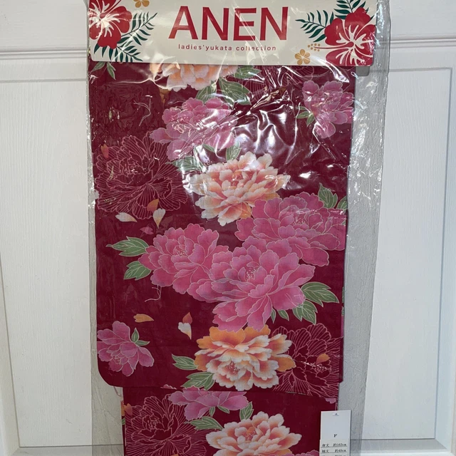 Yukata kimono Cotton Japanese Flowers Pink 64.0 inch Women's